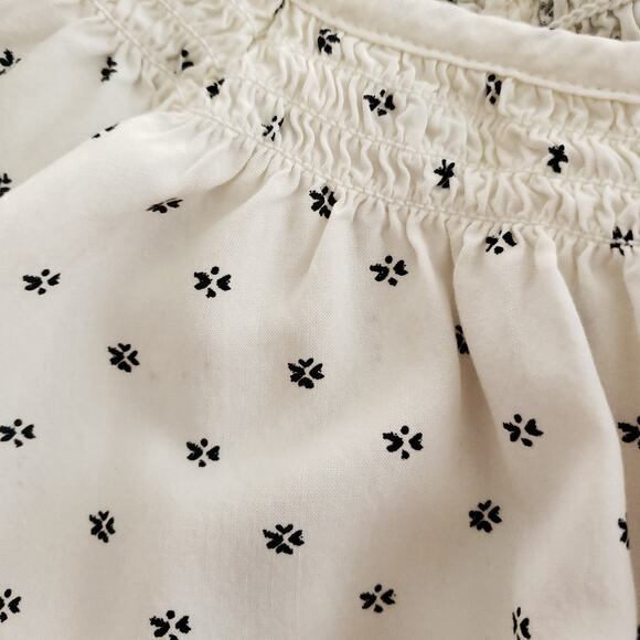 The Nines by Hatch Peasant Blouse Maternity Button Front Cream Printed Small - Picture 9 of 13